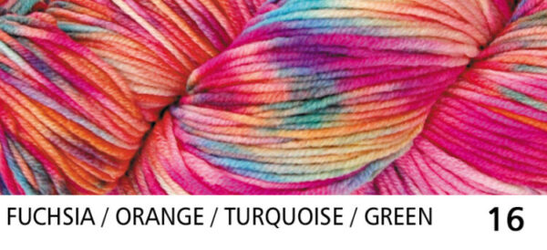 108-16 Fuchsia-Orange-Turquoise-Green