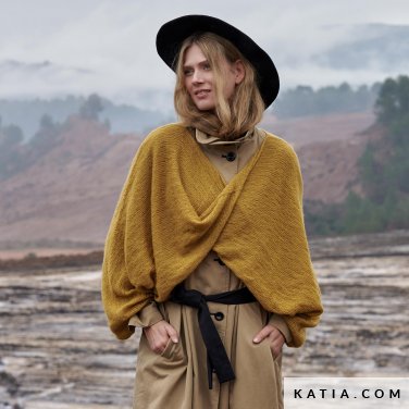 Pattern Knit Crochet Woman Poncho Autumn Winter Katia 6309 10 P