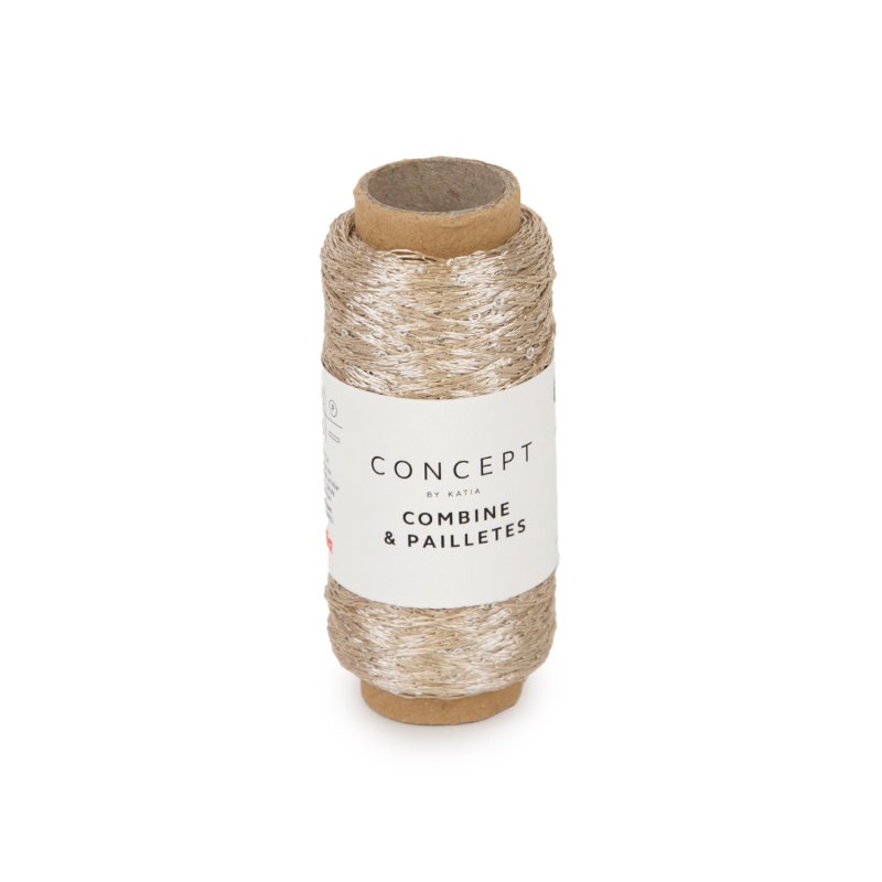 Yarn Wool Combinepaillettes Knit Polyester Beige All Seasons Katia 52 Ptd