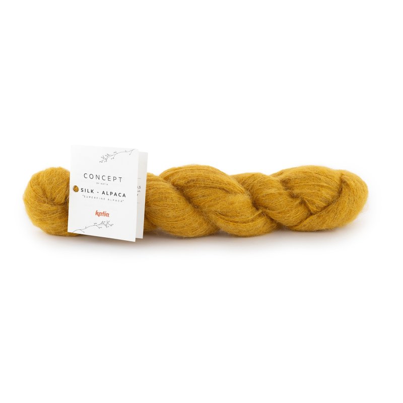 Yarn Wool Silkalpaca Knit Superfine Alpaca Silk Mustard Autumn Winter Katia 202 Ptd