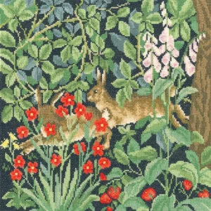Bothy Threads – Greenery Hares by Morris & Co. Cross Stitch Kit – Pre-Order